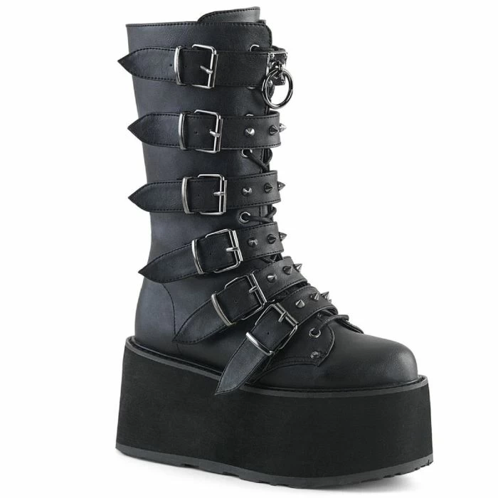 Demonia Damned 225 Lace-Up Goth Punk Mid-Calf Platform Boots