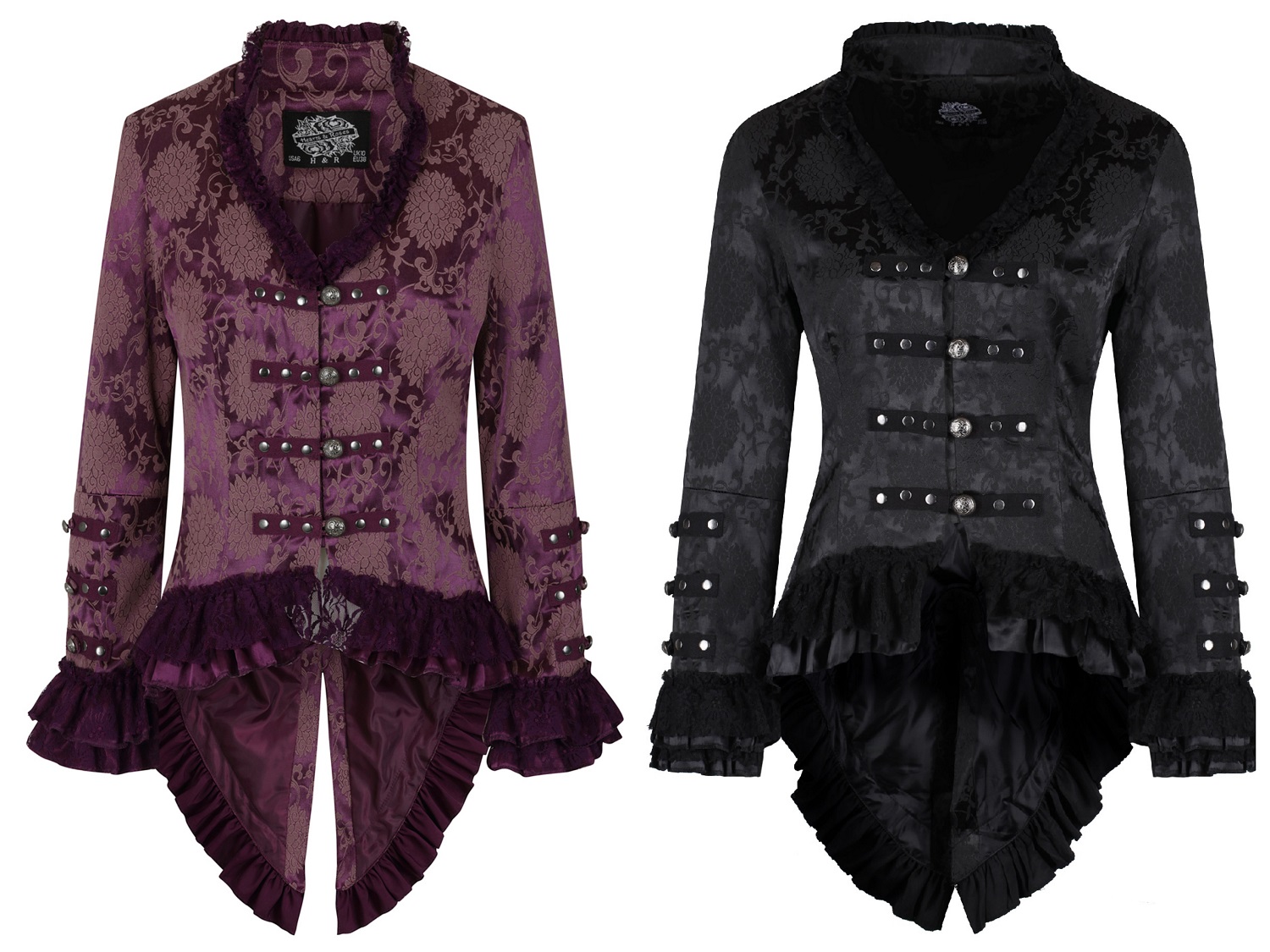 Hearts /& Roses Womens Velvet Victorian Steampunk Tailcoat Corset Back
