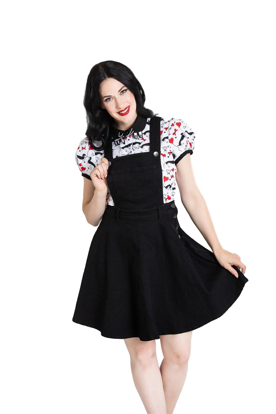 Hell Bunny Dakota Denim Rockabilly 50s Pinafore Dress XS-4XL