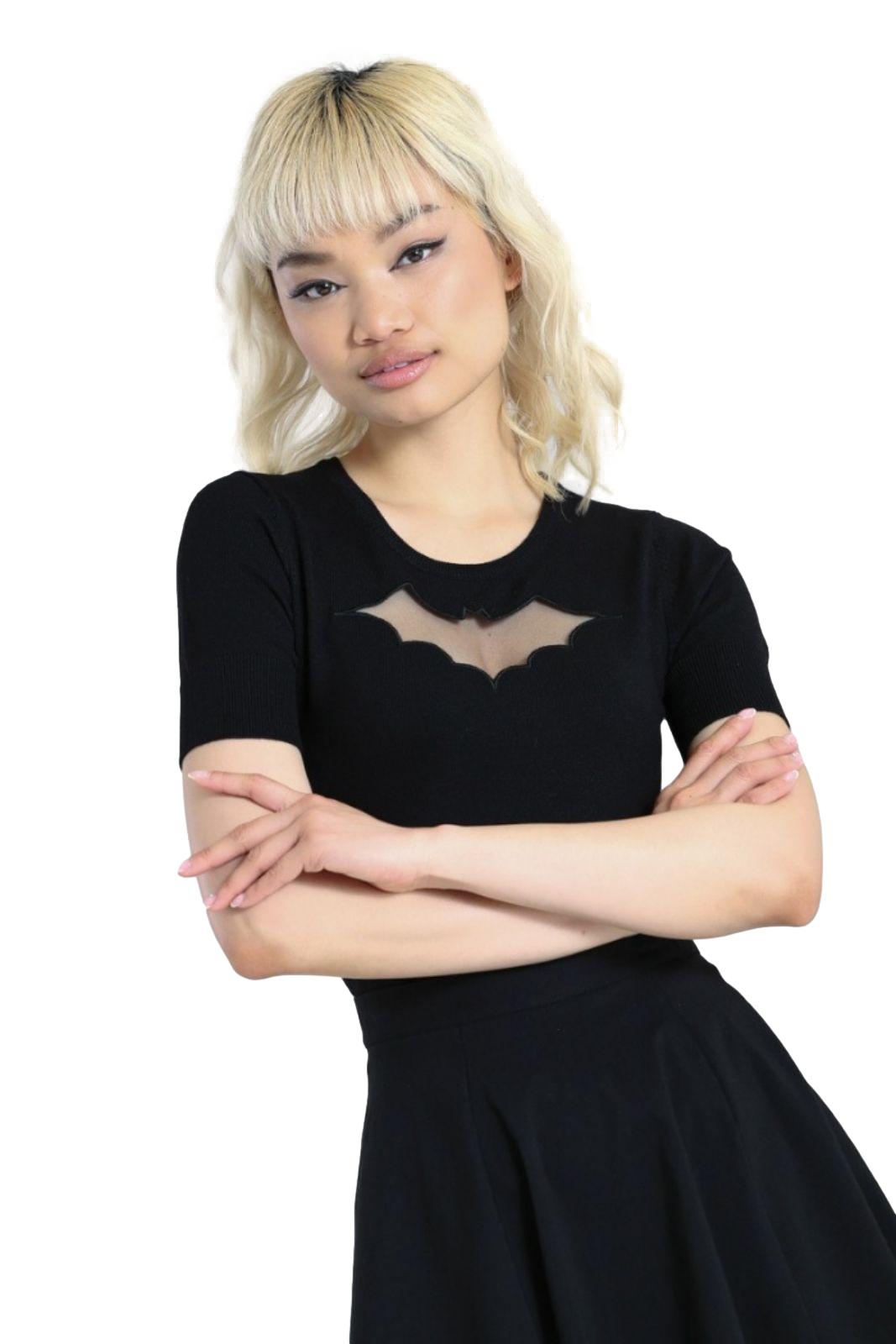 【YOURNUS】Haunted Mesh Collar Knit Women Y2K Hollow Out Sweater Fishnet Mesh Knitted Long