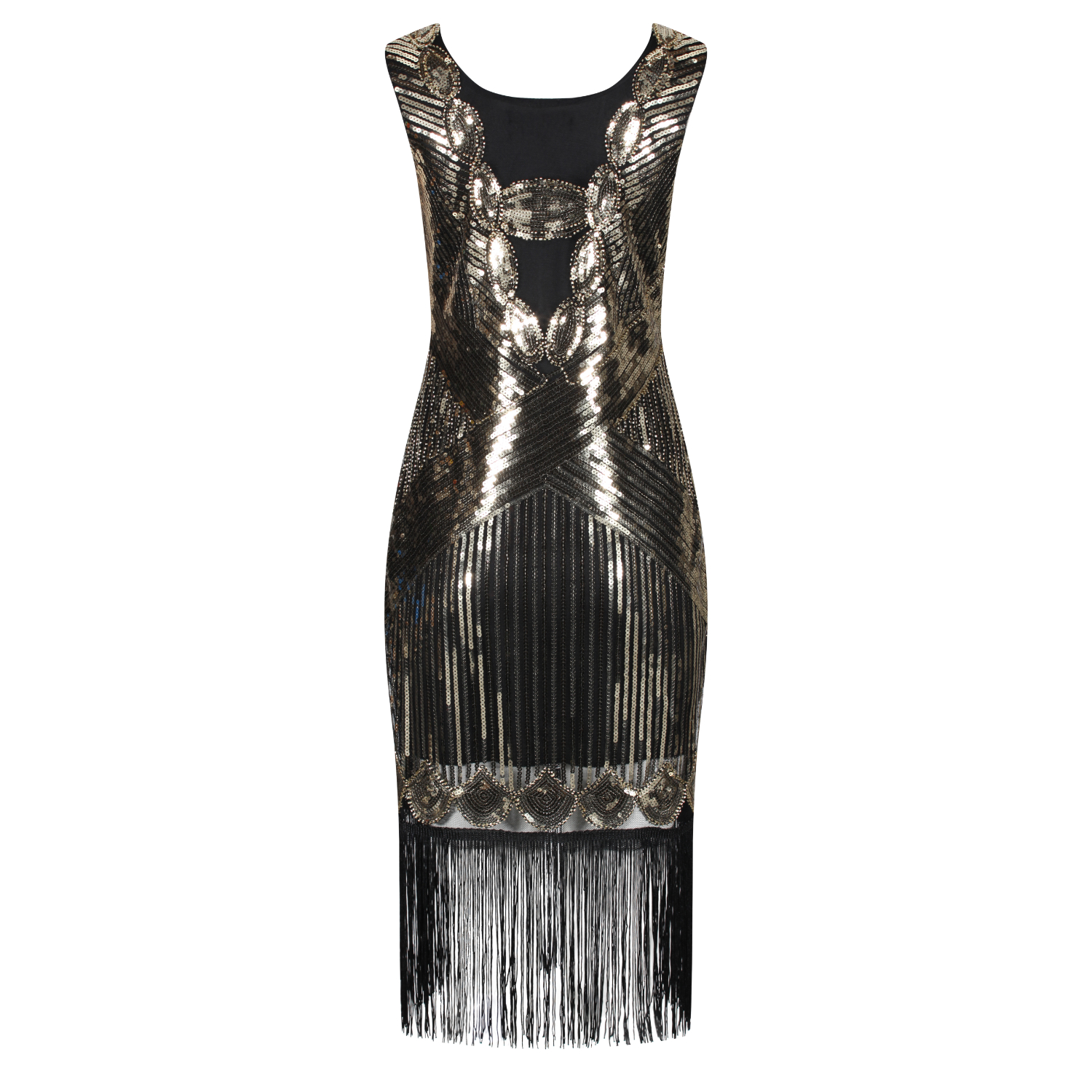 Gold Vintage 1920s Flapper Dress Fringe Dresses Evening Gown Easter Prom